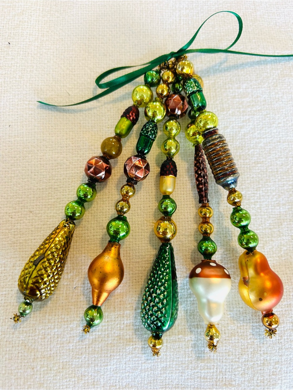 🍁Vintage Repurposed Fall Halloween ornaments, Glass garland bead icicle